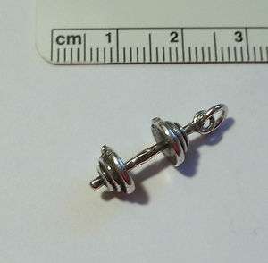 Sterling Silver Weight Lifting Barbell Dumbbell Charm  