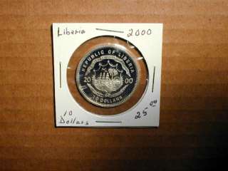 Liberia,10 Dollars 2000,Proof  