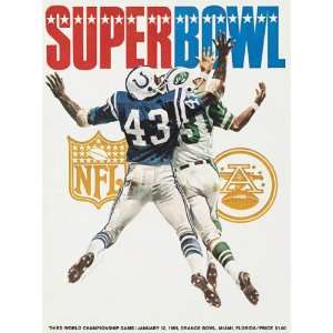   36 x 48 Super Bowl III Program Print  Details 1969, Jets vs Colts