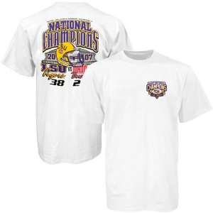  LSU Tigers White 2007 National Champions BCS Score T shirt 