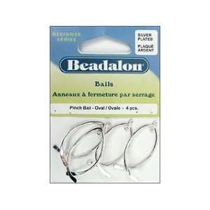  Beadalon Bails Pinch Oval Silver Plate 4pc (3 Pack) Pet 