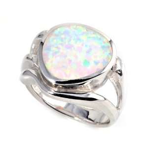   Silver Lab Opal Ring   15mm Face Width   14mm Face Height   Sizes 6 9