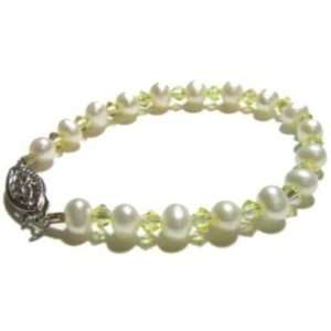in. Mia Bracelet featuring Freshwater Pearls and Yellow Swarovski 