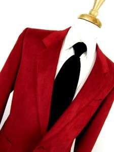 vintage mens bright red LEBARON ULTRA SUEDE jacket blazer sport coat 