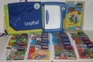 Leap Pad Learning System + Writing HUGE LOT 28 Games Cartridges Case 