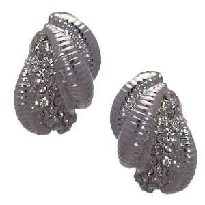  JOIE Silver Crystal Clip On Earrings Jewelry