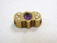 HIGH QUALITY VICTORIAN 14K SOLID YELLOW GOLD AMETHYST OPAL STONE SLIDE 