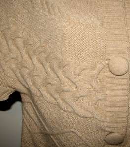 CUTE CABLE KNIT CROP CARDIGAN SWEATER M LAMBSWOOL BLEND  