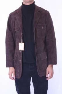   Chocolate Brown 100% Suede Lago Button Front 4 Pocket Coat  