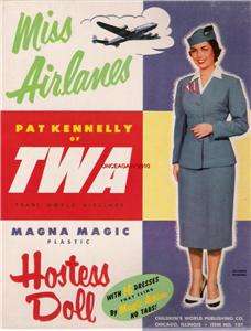 VINTAGE RARE TWA MISS AIRLANES PAPER DOLLS~#1 REPRO~EXTREMELY RARE 