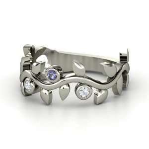 Liana Ring with Three Gems, Sterling Silver Ring with Iolite & White 