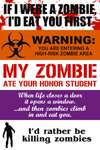 FIVE Very Funny Zombie Bumper Stickers  