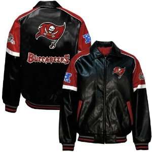  Tampa Bay Buccaneers Black Varsity Pleather Jacket Sports 