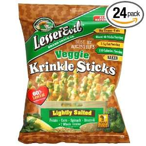 LesserEvil Veggie Krinkle Sticks, Lightly Salted, 1.2 Ounce Bags (Pack 