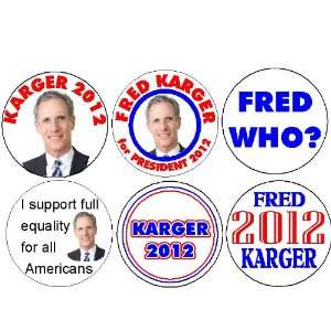  Set of 6 FRED KARGER Mini 1.25 Magnets ~ President 2012 