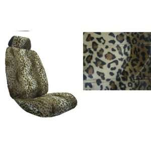 Leopard Gold Black Tan Seat Covers. 2 Leopard Print Universal Low Back 