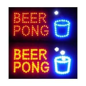  Beer Pong Bar Neon LED Sign   Flashing Lights Sports 