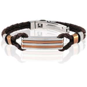    Mens Leather Band and Stainless Steel Bracelet Inox Jewelry