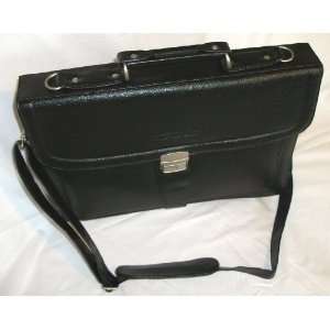  Quality Black Leather Effect PU Messenger Bag / Attache Case 
