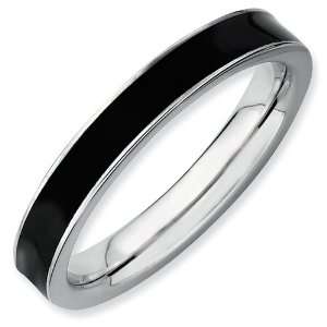 Sterling Silver Stackable Expressions Black Enameled 3.25mm Ring (Size 