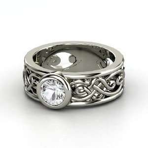  Alhambra Ring, Round White Sapphire Platinum Ring Jewelry