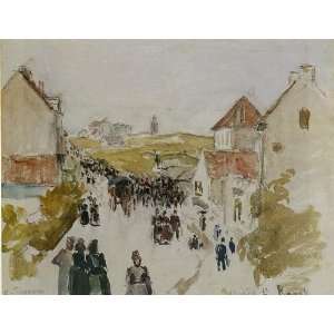  Oil Painting Feast Day in Knokke Camille Pissarro Hand 