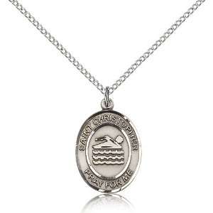  Sterling Silver St. Christopher/Swimming Pendant Jewelry