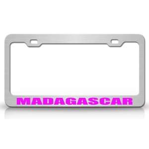 MADAGASCAR Country Steel Auto License Plate Frame Tag Holder, Chrome 