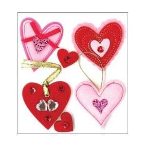 Jolees Boutique Parcel Dimensional Valentine Stickers Felt Hearts; 3 