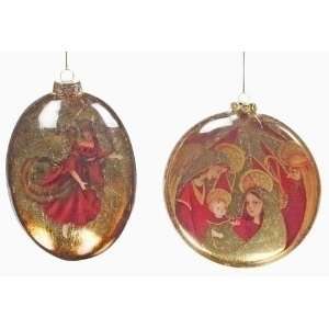  Pack of 4 Decoupage Holy Family & Angel Glass Christmas 