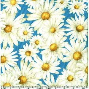  45 Wide Flower of the Month April Daisy Blue Fabric By 