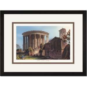  Black Framed/Matted Print 17x23, Temple of Vesta at Tivoli 