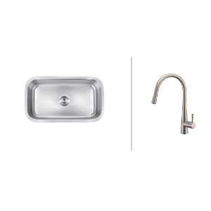Ruvati RVC2493 Stainless Steel Kitchen Sink and Brushed Nickel Faucet 
