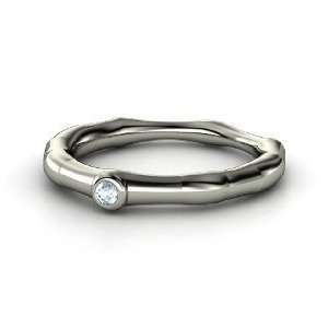    Bamboo One Stone Ring, 14K White Gold Ring with Aquamarine Jewelry
