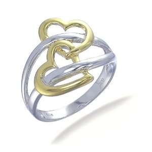  18K Yellow Gold Plated Contemporary Heart Shape Ring In 
