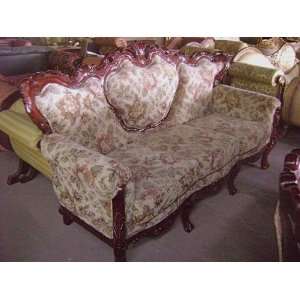  FLORAL MAHOGANY WOOD COUCH