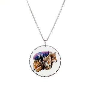  Necklace Circle Charm Darkside Wolves Moon And Forest 