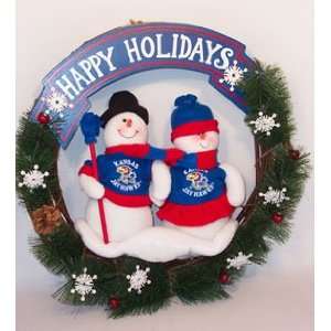  Kansas JAYHAWKS NCAA Snowman Holiday CHRISTMAS WREATH New 