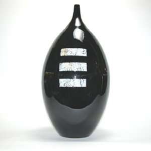  Allegra Ceramic Vase Black with Eggshell Inset 18 Ht 