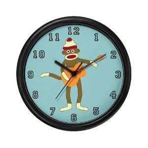  Sock Monkey Acoustic Guitar Player Music Wall Clock by 