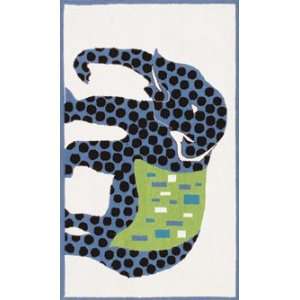 The Rug Market Kids Elephant Blue 11584 White and Blue and Green Kids 