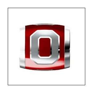  OHIO STATE O on Red Sterling Silver European Style Charm 