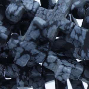 Beads   Snow Flake Obsidian  Cross Plain   16mm Height, 12mm Width 