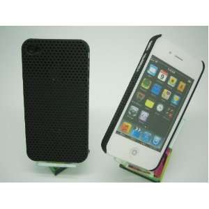 Apple iPhone 4 4S Black Perforated Net Hard Case Cover + Free Clear 