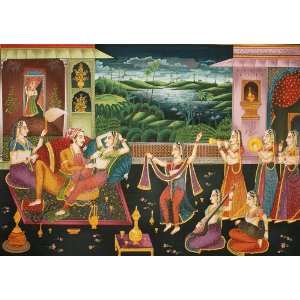    Harem   Water Color Painting On Cotton Fabric