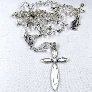 Angelic Clear crystal 6mm rosary necklace and matching rosary bracelet