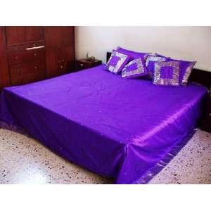  Purple Saree Bedding Silk Duvet Cover Bedspread