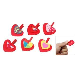   Rosallini 6 PCS Mini Heart Painted Wooden Valentine Day Clips Beauty