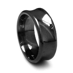  9mm Black Titanium Concave Ring Jewelry