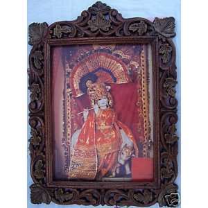 Lord Krishna with his Cow, Poster Painting in Frame